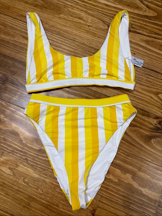 Dippin' Daisy's Other - Dipping’ Daisy’s Size Small Yellow and White Striped Bikini